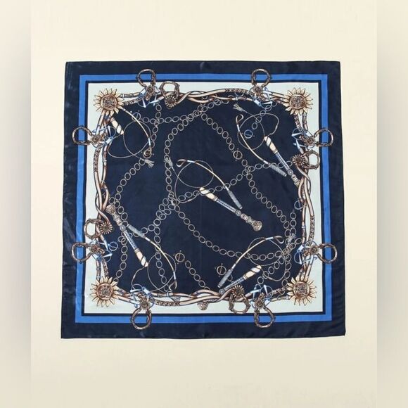 mp Accessories - Elegant Blue and Gold Scarf G32